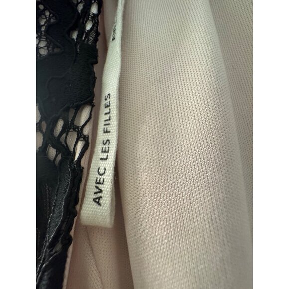 Avec Les Filles Black Lace & Pink Tulle Sleeveless Tiered Maxi Dress Size 4 - Picture 5 of 5